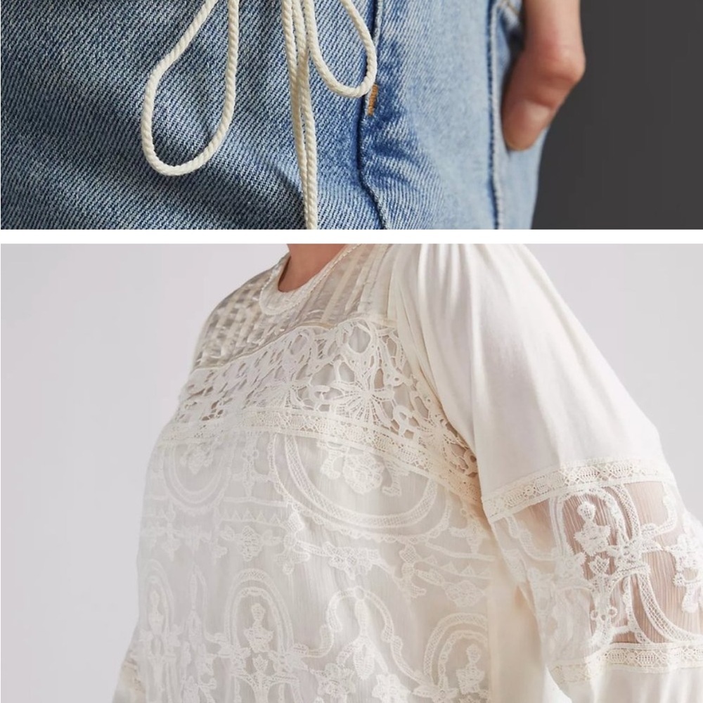 Anthropologie Tiny Elegant Cream Lace Women's Blouse - Picture 2 of 8